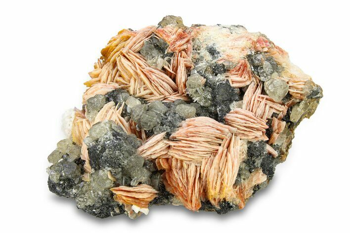 Cerussite Crystals on Bladed Barite and Galena - Morocco #291104